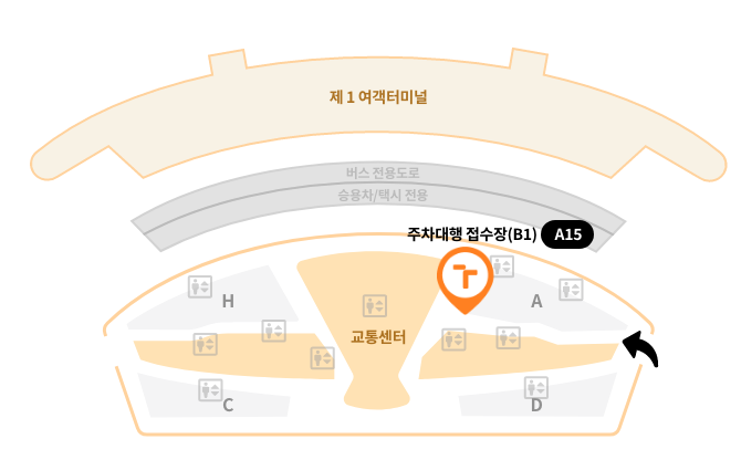 인천공항 주차대행(제1여객터미널) 접수 위치